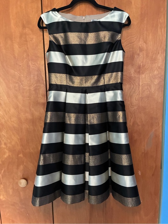 Dresses & Skirts - Black, Gold & Cream Striped Fit-and-Flare Dress